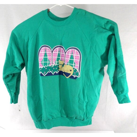 Hugger Gopher Activewear Cat Lady Sweat Shirt 3X Green New - Picture 2 of 4